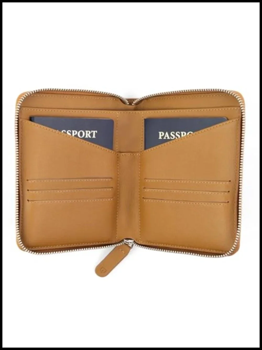 Full Grain Leather Passport Holder for 2 - RFID Travel Wallet Organizer with